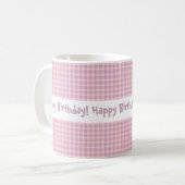 Mug Joyeux anniversaire de conception rose et pourpre (Devant gauche)