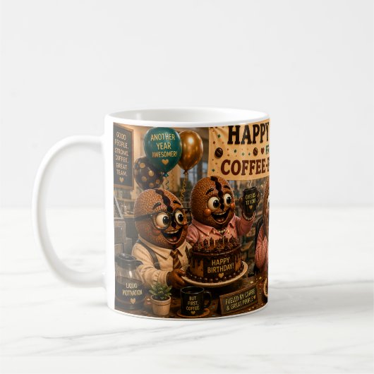 Mug Joyeux Anniversaire de la part de l'équipe (option (Gauche)