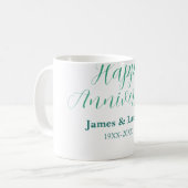 Mug Joyeux anniversaire de mariage nom date année simp (Devant gauche)