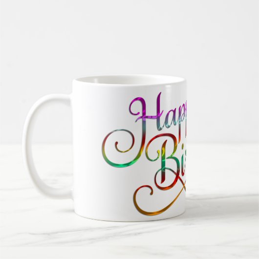 Mug JOYEUX ANNIVERSAIRE - design de texte + vos propre (Gauche)