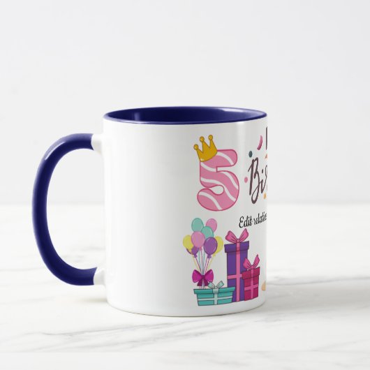 Mug Joyeux Anniversaire Design Modifiable (Gauche)