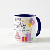 Mug Joyeux Anniversaire Design Modifiable (Devant droit)