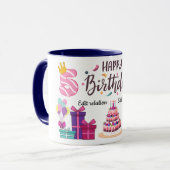 Mug Joyeux Anniversaire Design Modifiable (Devant gauche)