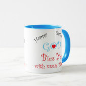 Mug Joyeux Anniversaire Dieu Vous Bénisse Avec Beaucou (Devant droit)