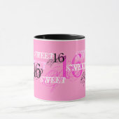 Mug Joyeux anniversaire du bonbon 16 pour l'ado - rose (Centre)