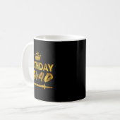 Mug Joyeux Anniversaire Équipe Roi Couronne Épée Fête (Devant gauche)