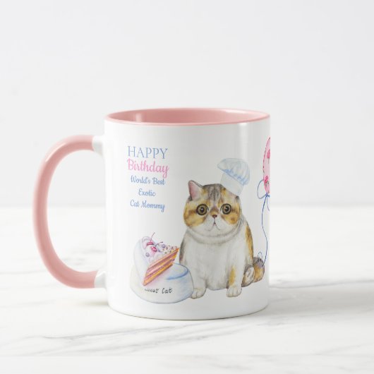 Mug Joyeux anniversaire EXOTIC Cat Maman - Personnalis (Gauche)