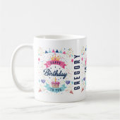 Mug Joyeux Anniversaire Festiver Graphique Nom personn (Gauche)