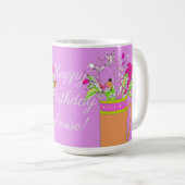 Mug Joyeux anniversaire Fleurs colorées (Devant droit)