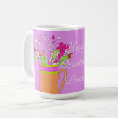 Mug Joyeux anniversaire Fleurs colorées (Devant gauche)