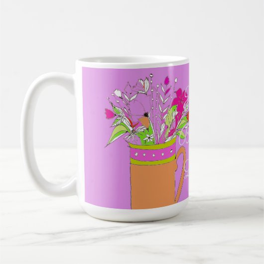 Mug Joyeux anniversaire Fleurs colorées (Gauche)