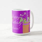 Mug Joyeux anniversaire Fleurs colorées (Devant droit)