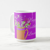 Mug Joyeux anniversaire Fleurs colorées (Devant gauche)