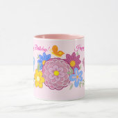 Mug Joyeux anniversaire Fleurs sauvages Jardin Oiseaux (Centre)