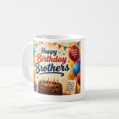 Mug Joyeux Anniversaire Frères Célébration (Devant gauche)