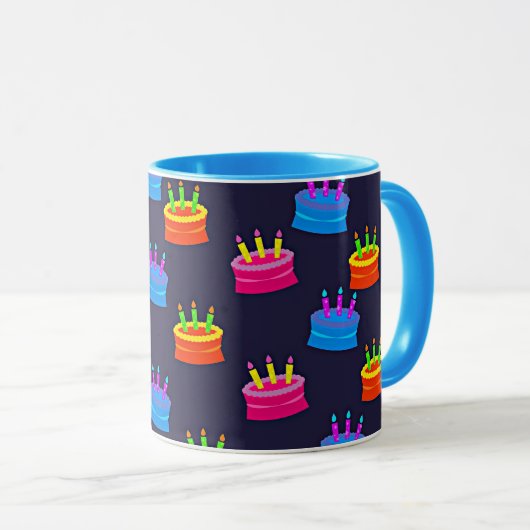 Mug Joyeux anniversaire, gâteau aux bougies, (Devant droit)