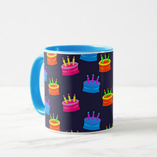 Mug Joyeux anniversaire, gâteau aux bougies,