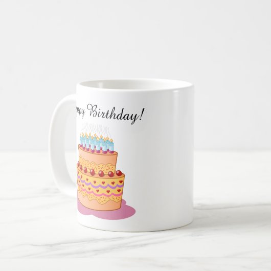 Mug Joyeux anniversaire ! Gâteau d'anniversaire doux (Devant gauche)