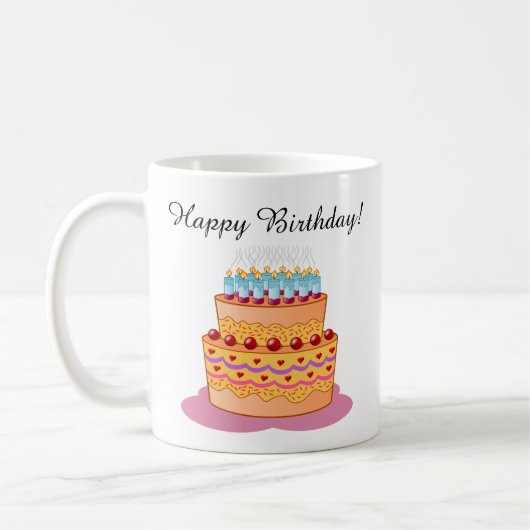Mug Joyeux anniversaire ! Gâteau d'anniversaire doux (Gauche)