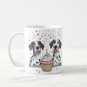 Mug Joyeux anniversaire Great Dane Dogs Cupcake