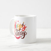 Mug Joyeux anniversaire Imprimer moderne café blanc Mu (Devant gauche)