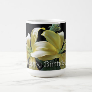 Mug Joyeux Anniversaire Jaune Lily Flower