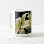 Mug Joyeux Anniversaire Jaune Lily Flower (Devant gauche)