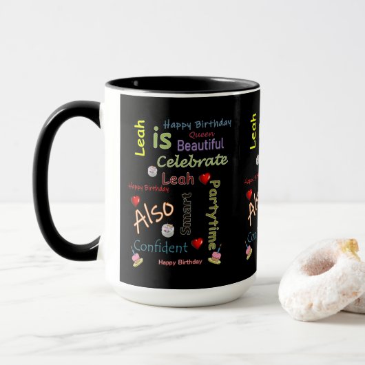 Mug Joyeux Anniversaire Leah (Avec donut)