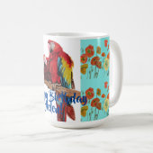 Mug Joyeux anniversaire Macaw Orange Poppy Womans Nom (Devant droit)