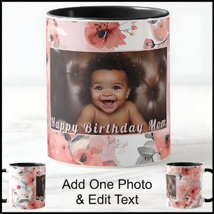 Mug Joyeux Anniversaire Maman Maman Photo Jolie Fleur
