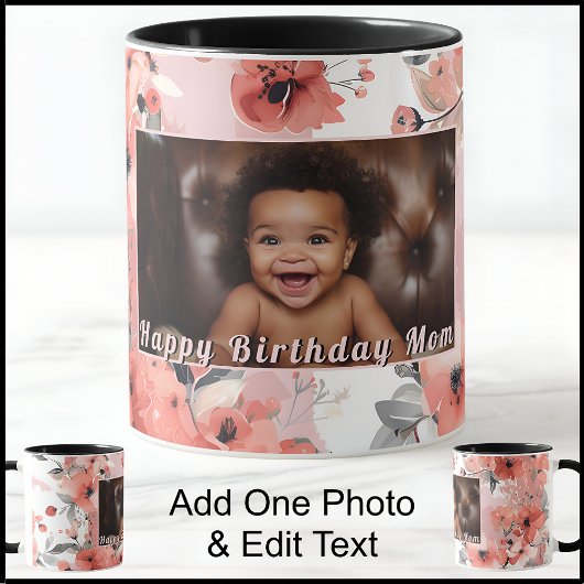 Mug Joyeux anniversaire maman maman Photo mignonne ros