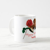 Mug Joyeux anniversaire mari rose rouge sangsue photo  (Devant gauche)