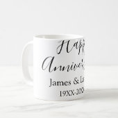 Mug Joyeux anniversaire mariage nom date année simple (Devant gauche)