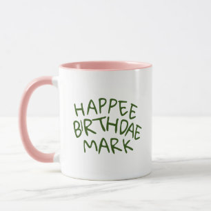 Mug Joyeux Anniversaire Nom avec Texte Vert