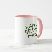 Mug Joyeux Anniversaire Nom avec Texte Vert (Devant droit)
