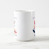 Mug Joyeux Anniversaire, Nom, Fleurs, Blanc (Centre)