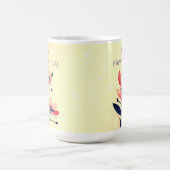 Mug Joyeux Anniversaire, Nom, Fleurs sur Fond Doré Dég (Centre)