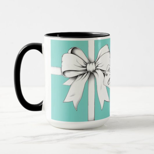 Mug "Joyeux anniversaire, [Nom] !" Style Tiffany (Gauche)