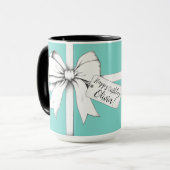 Mug "Joyeux anniversaire, [Nom] !" Style Tiffany (Devant gauche)