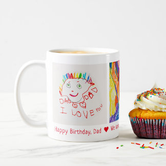 Mug Joyeux anniversaire Papa 3 Photo Custom Kid's Art