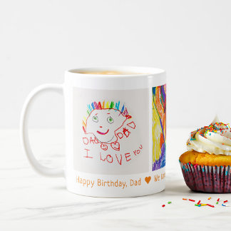 Mug Joyeux anniversaire Papa 3 Photo Custom Kid's Art