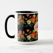Mug Joyeux anniversaire Pavot floral Orange dames Nom  (Gauche)
