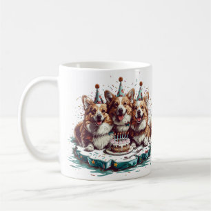 Mug Joyeux Anniversaire Pembroke Welsh Corgi Chiens
