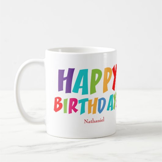 Mug Joyeux anniversaire personnalisé (Gauche)