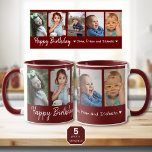 Mug Joyeux anniversaire personnalisé 5 photo Collage d<br><div class="desc">Un cadeau unique pour l'anniversaire de grand-parents avec une typographie d'anniversaire heureuse et 5 photos de petits-enfants avec leur nom.</div>