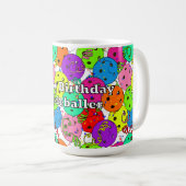 Mug Joyeux Anniversaire Pickleball Ballons Confetti Bl (Devant droit)