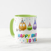 Mug Joyeux Anniversaire pour vous, Chouettes, (Devant gauche)