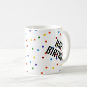 Mug Joyeux anniversaire Rainbow Dots Motif Blanc (Devant droit)