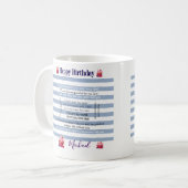 Mug Joyeux Anniversaire Rayure Bleue et Blanche (Devant gauche)