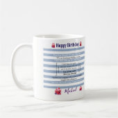Mug Joyeux Anniversaire Rayure Bleue et Blanche (Gauche)